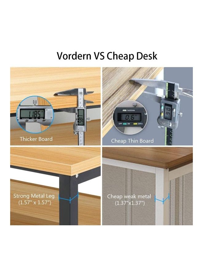 VORDERN - Computer Desk With Bookshelf Light Walnut/White 140x60x75cm - Image 1