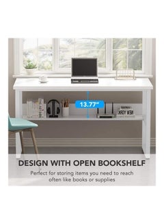 VORDERN Computer Desk With Bookshelf White 140x60x75cm  - Image 3