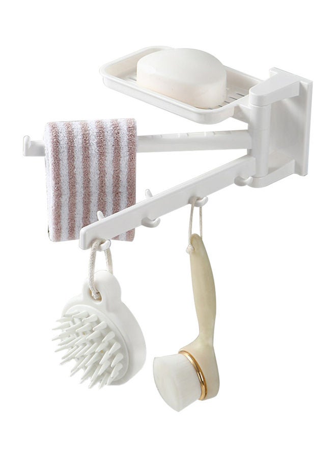 Adhesive Bathroom Storage Shelf With Towel And Bar Soap Box White  - Image 1