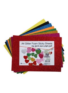 Digital Foam Sheets- A4 Size- Pack of 10 - Sticky Glitter Multicolour 