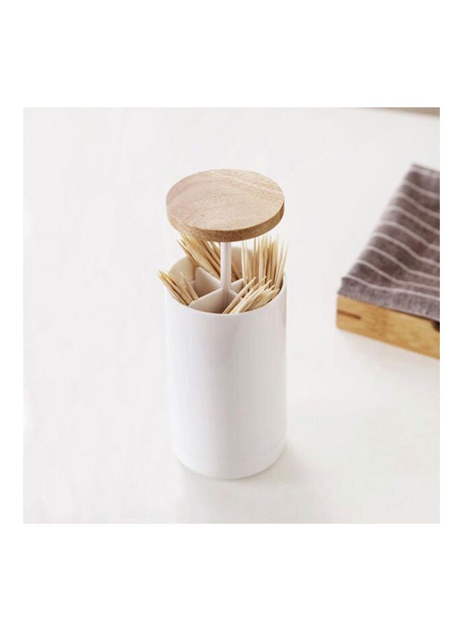 Generic Pop-up Cotton Swabs Holder And Toothpick Dispenser White/Brown  - Image 5
