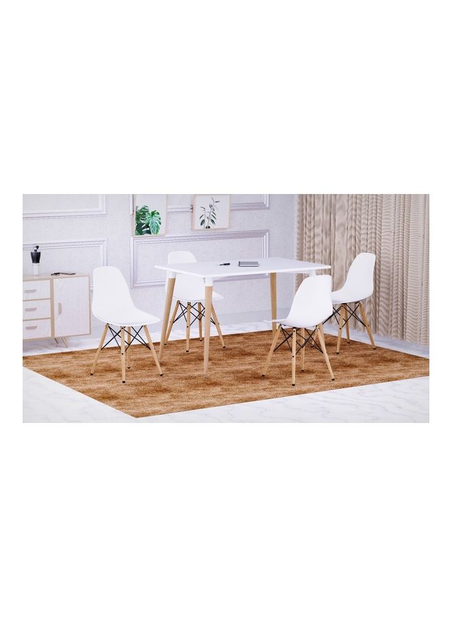 Mahmayi Cenare Eames Style Side Table With Natural Wood Legs White - Image 3