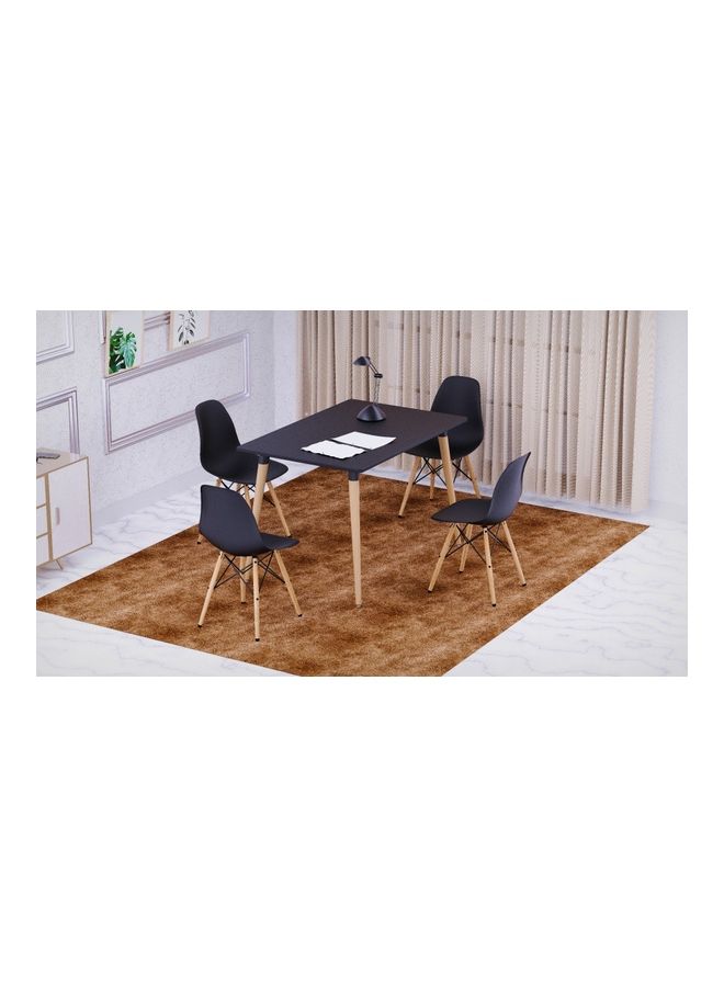 Mahmayi Cenare Dining Table And 4-Piece Chair Set With Natural Wood Legs Black - Image 2