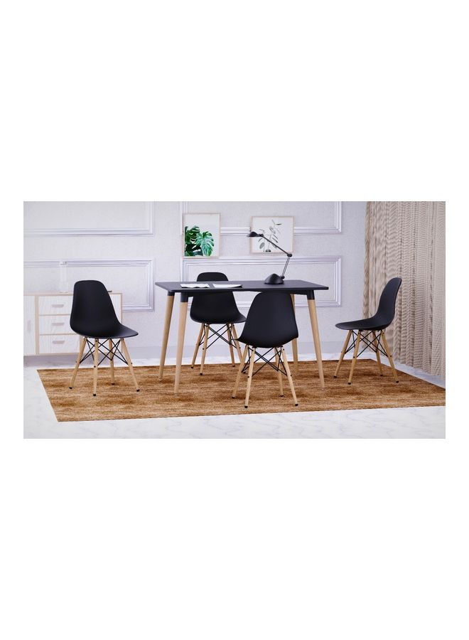 Mahmayi Cenare Dining Table And 4-Piece Chair Set With Natural Wood Legs Black - Image 3