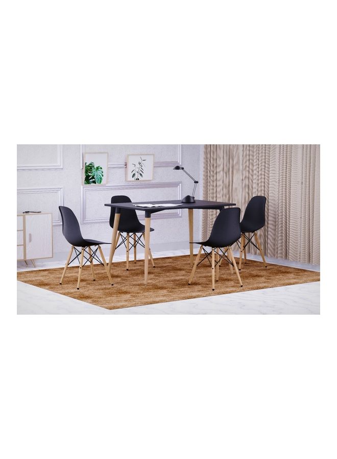 Mahmayi Cenare Dining Table And 4-Piece Chair Set With Natural Wood Legs Black - Image 4