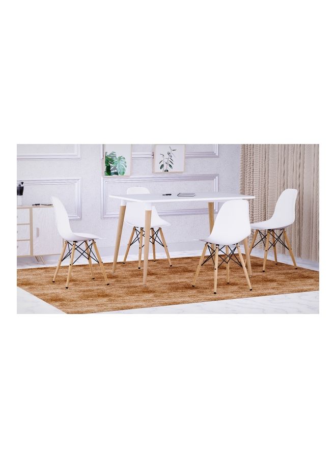 Mahmayi 4-Piece Eames DSW Dining Chairs Set With Natural Wood Legs White - Image 3