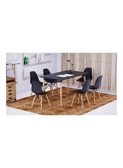 Cenare Dining Table With 6-Piece DSW Plastic Chair Set Black
