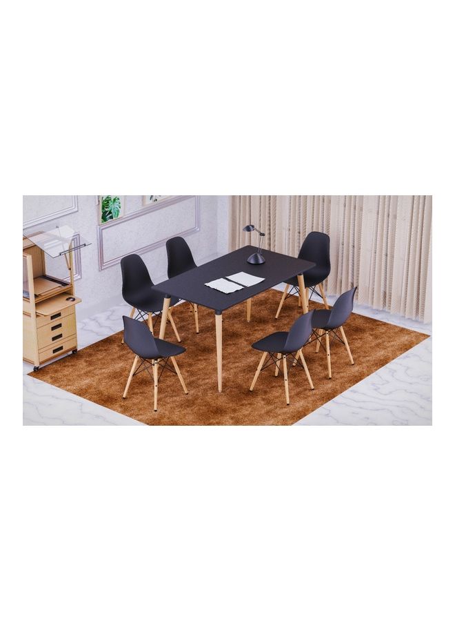 Mahmayi - Cenare Dining Table With 6-Piece DSW Plastic Chair Set Black - Image 1