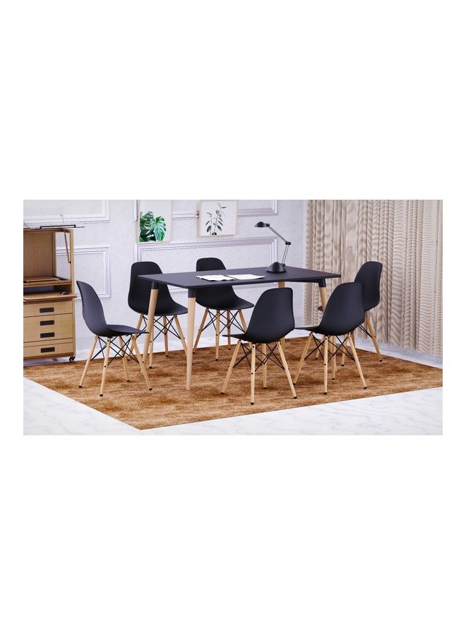 Mahmayi - Cenare Dining Table With 6-Piece DSW Plastic Chair Set Black - Image 1