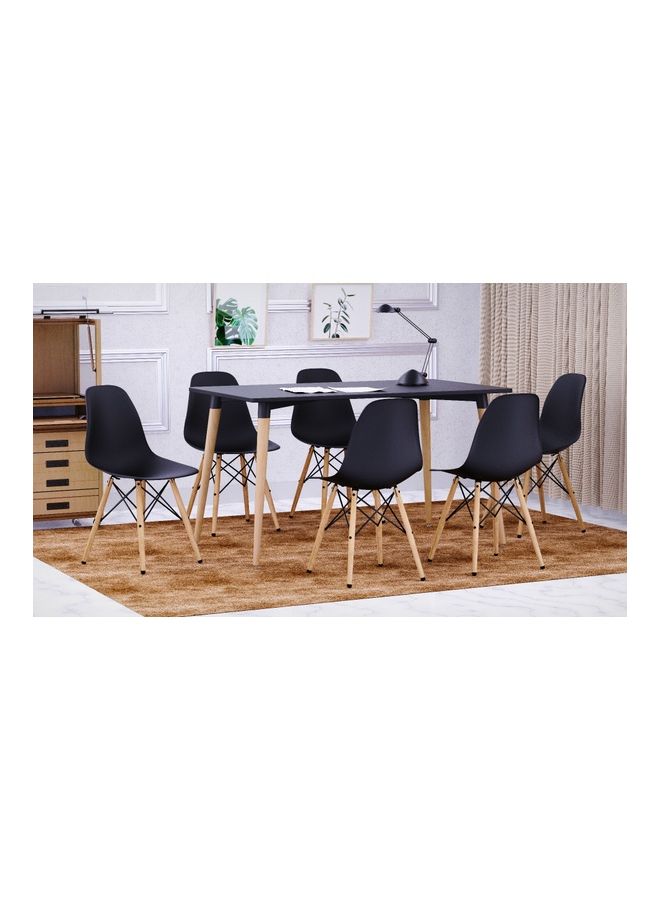 Mahmayi - Cenare Dining Table With 6-Piece DSW Plastic Chair Set Black - Image 1
