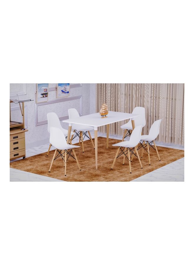 Mahmayi Cenare Dining Table With 6-Piece DSW Plastic Chair Set White - Image 1