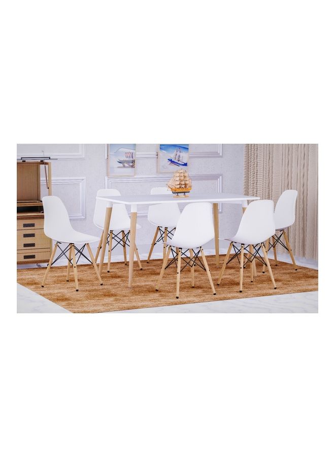 Mahmayi Cenare Dining Table With 6-Piece DSW Plastic Chair Set White - Image 4