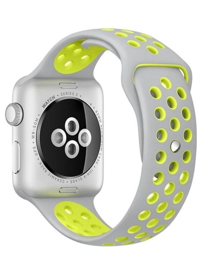 BGM Silicone Sports Band For Apple Watch Series 6/SE/5/4/3/2/1 38-40mm Grey/Yellow - Image 1