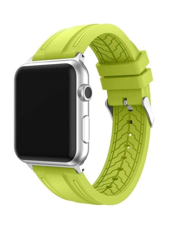 BGM Floral Pattern Silicone Wrist Strap Watch Band Without Body For Apple Series 4/3/2/1 38mm Green - Image 1