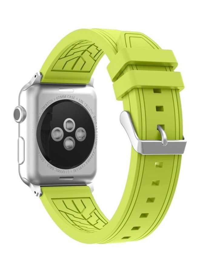 BGM Floral Pattern Silicone Wrist Strap Watch Band Without Body For Apple Series 4/3/2/1 38mm Green - Image 2