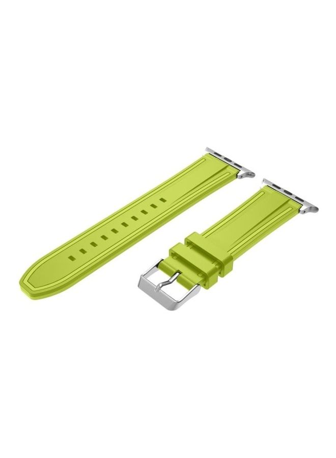 BGM Floral Pattern Silicone Wrist Strap Watch Band Without Body For Apple Series 4/3/2/1 38mm Green - Image 3