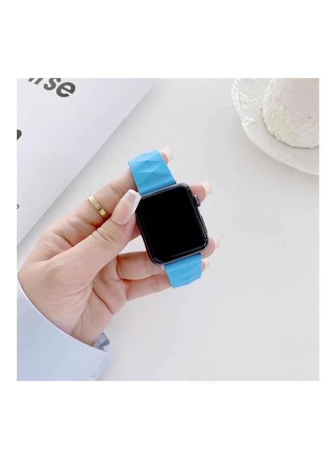 BGM Modern Style Silicone Replacement Watchband For Apple Watch Series 6/SE/5/4 44mm - 3/2/1 42mm Lake Blue - Image 2