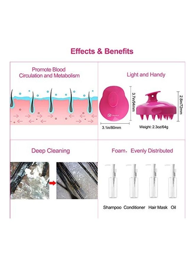 FReatech Scalp Massager Shampoo Brush with Soft & Flexible Silicone Bristles for Hair Care Red - Image 3