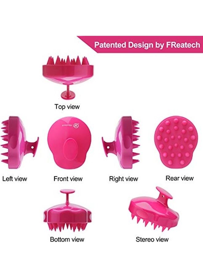FReatech Scalp Massager Shampoo Brush with Soft & Flexible Silicone Bristles for Hair Care Red - Image 5