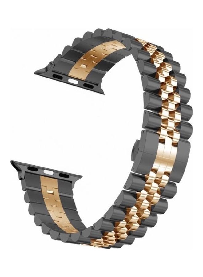 BGM Stainless Steel Replacement Watch Band For Apple Series 6/SE/5/4 Black/Gold - Image 2