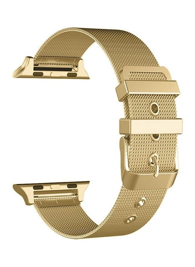 BGM - Milanese Stainless Steel Double Buckle Watchband For Apple Watch Series 6/SE/5/4 40mm - 3/2/1 38mm Golden - Image 1