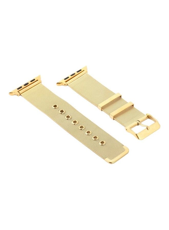 BGM - Milanese Stainless Steel Double Buckle Watchband For Apple Watch Series 6/SE/5/4 40mm - 3/2/1 38mm Golden - Image 1