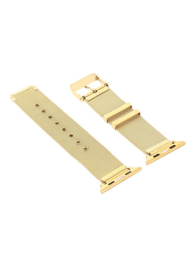 BGM - Milanese Stainless Steel Double Buckle Watchband For Apple Watch Series 6/SE/5/4 40mm - 3/2/1 38mm Golden - Image 1
