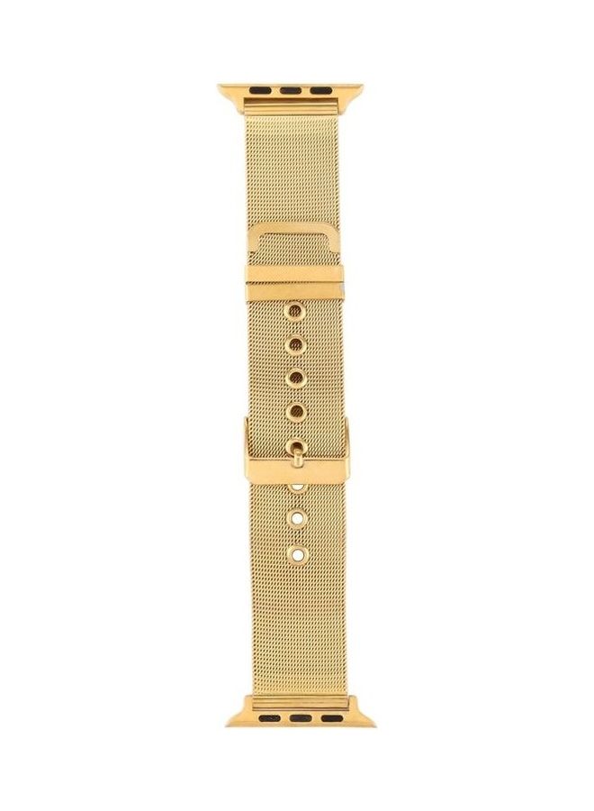 BGM - Milanese Stainless Steel Double Buckle Watchband For Apple Watch Series 6/SE/5/4 40mm - 3/2/1 38mm Golden - Image 1
