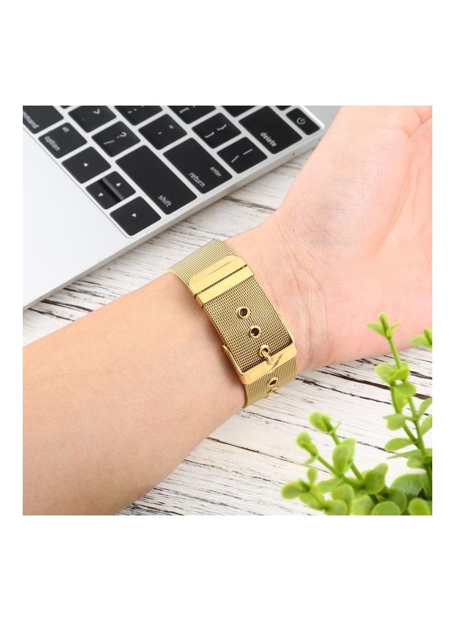 BGM - Milanese Stainless Steel Double Buckle Watchband For Apple Watch Series 6/SE/5/4 40mm - 3/2/1 38mm Golden - Image 1