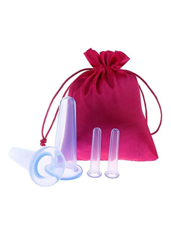 HASTHIP 4-Piece Silicone Vacuum Cupping Cups Massage Set with Bag for Wrinkle Reducer Clear 2.36 X 3.54 X 2.75inch - Image 1