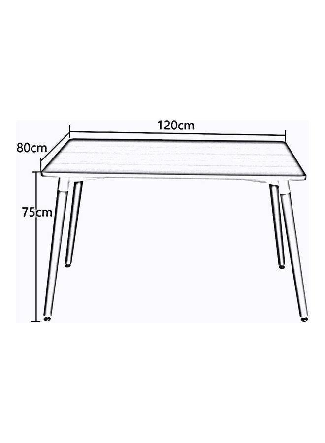 AKF Rectangle Table And 4 Big Chairs Wood Dining Set White - Image 3