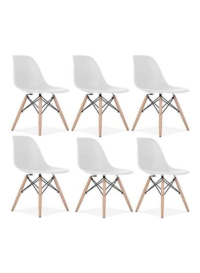 AKF 6-Piece Eames Plastic Dining Chairs White - Image 1