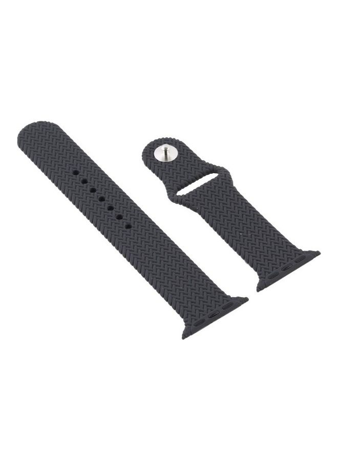 BGM Silicone Double Buckle Replacement Wrist Strap For Apple Watch Series 5/4/3/2/1 Grey - Image 3