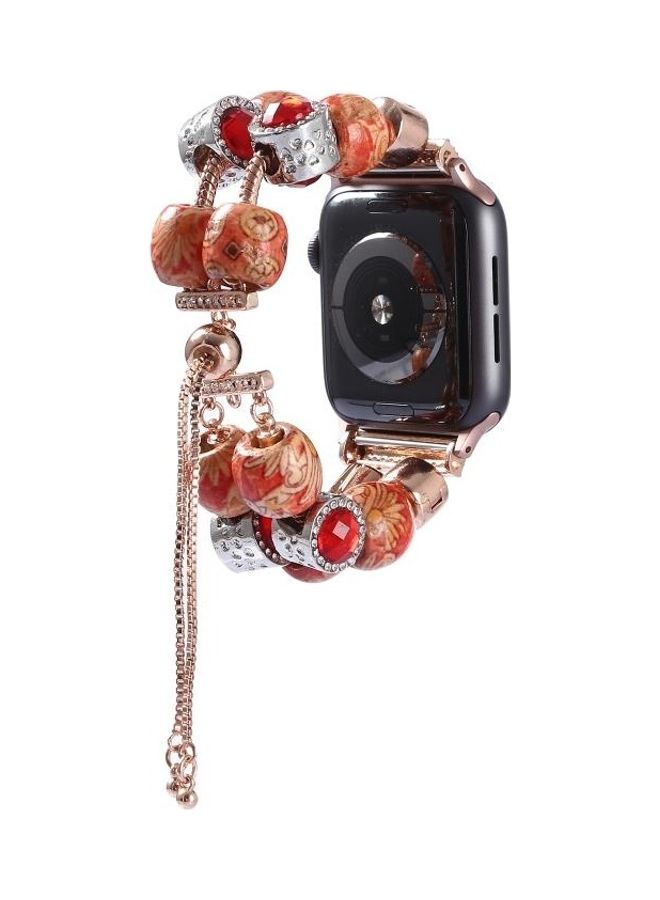 BGM DIY Printing Wood Bead Bracelet Watchband For Apple Watch 5/4 44mm - 3/2/1 42mm Multicolour - Image 1