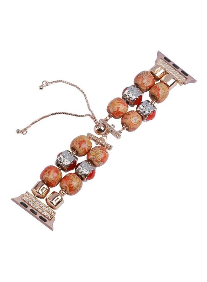 BGM DIY Printing Wood Bead Bracelet Watchband For Apple Watch 5/4 44mm - 3/2/1 42mm Multicolour - Image 2