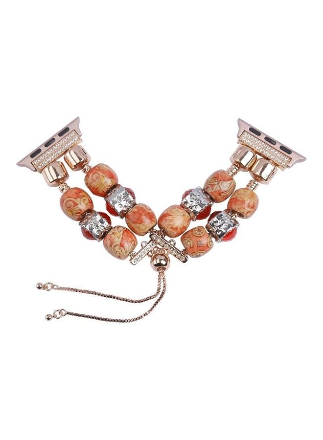 BGM DIY Printing Wood Bead Bracelet Watchband For Apple Watch 5/4 44mm - 3/2/1 42mm Multicolour - Image 3