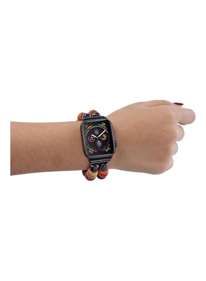 BGM DIY Printing Wood Bead Bracelet Watchband For Apple Watch 5/4 44mm - 3/2/1 42mm Multicolour - Image 5
