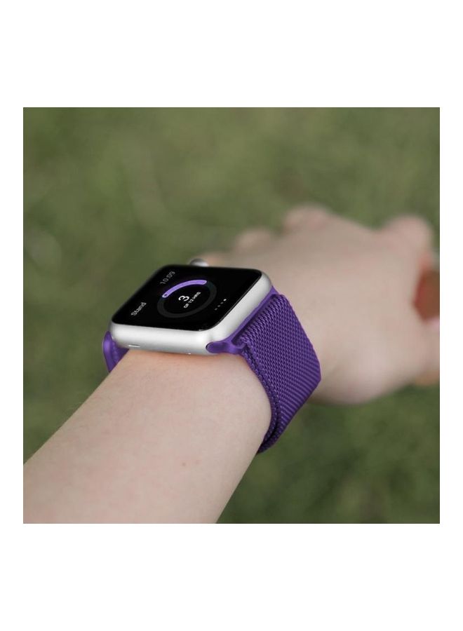 BGM - Milanese Loop Magnetic Stainless Steel Watchband For Apple Watch Series 6/SE/5/4 44mm - 3/2/1 42mm Bright Purple - Image 1