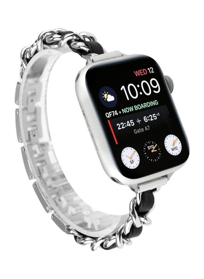 BGM Replacement Strap Watchband For Apple Watch Series 6/SE/5/4/3/2/1 40-38mm Silver/Black - Image 2