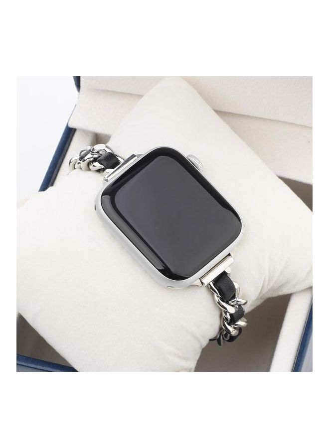 BGM Replacement Strap Watchband For Apple Watch Series 6/SE/5/4/3/2/1 40-38mm Silver/Black - Image 3