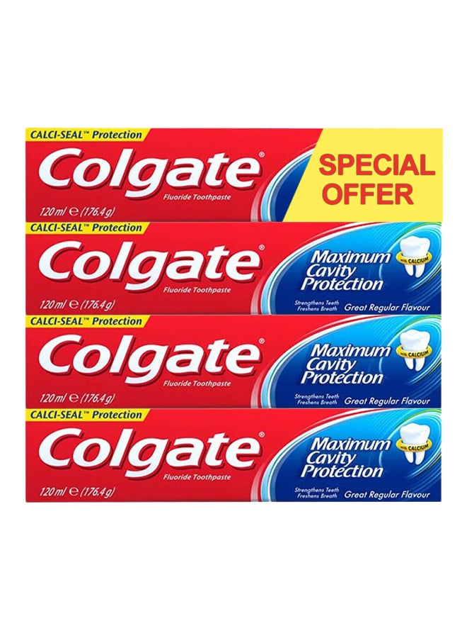 Colgate - Maximum Cavity Protection Great Regular Flavour Toothpaste Pack of 4 120ml - Image 1