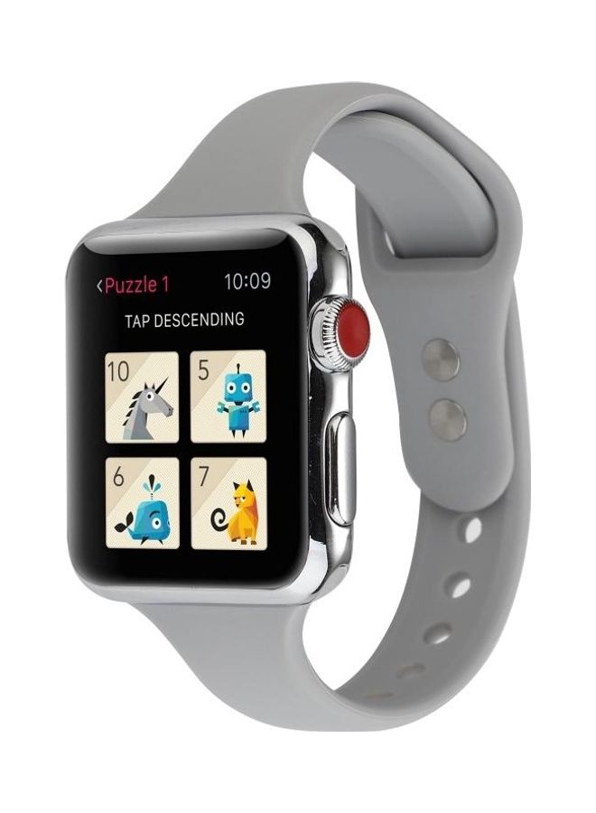 BGM Silicone Double Buckle Replacement Wrist Strap For Apple Watch Series 5/4/3/2/1 Cloud Grey - Image 3