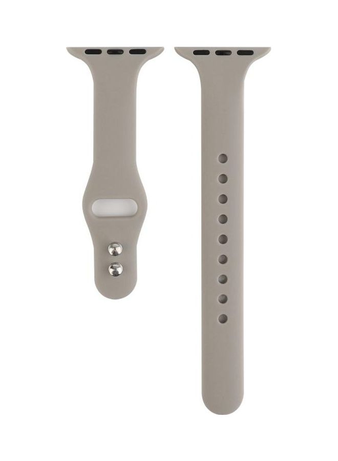 BGM Thin Silicone Double Buckle Replacement Wrist Strap For Apple Watch Series 6/SE/5/4/3/2/1 Rock Grey - Image 1