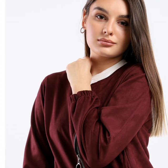 Caesar - Plain Basic Jacket Burgundy - Image 1