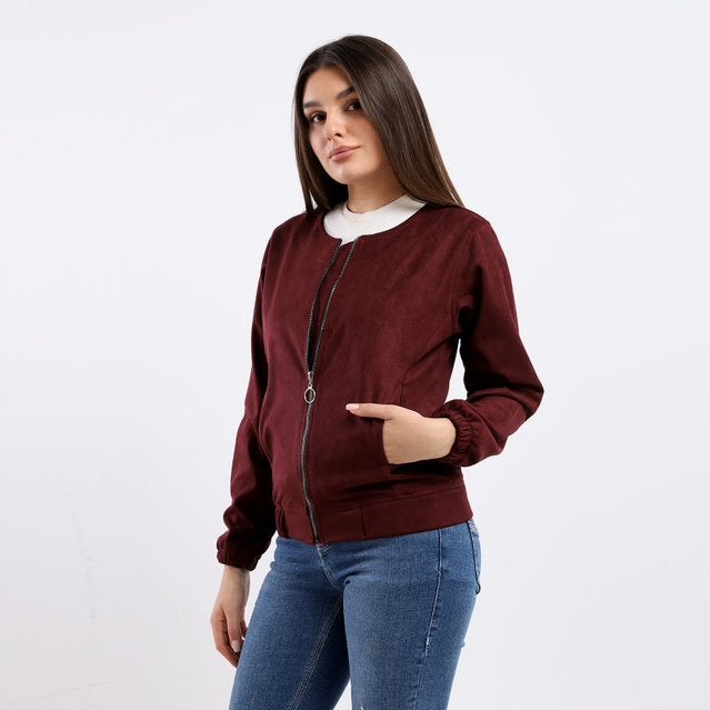 Caesar - Plain Basic Jacket Burgundy - Image 1