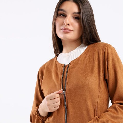 Plain Basic Jacket Camel