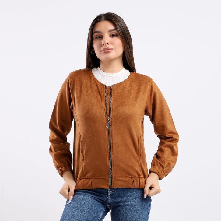 Plain Basic Jacket Camel