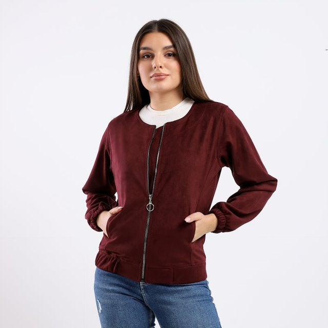 Caesar - Plain Basic Jacket Burgundy - Image 1