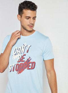 ABOF Can't Be Stopped Printed Crew Neck T-Shirt Light Blue  - Image 3