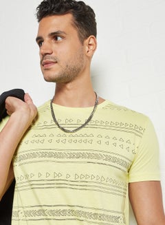 ABOF Graphic Printed Regular Fit Crew Neck T-Shirt Light Yellow  - Image 4